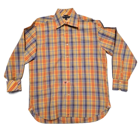 Tommy Hilfiger Cotton Orange Yellow Button Down Long Sleeve Shirt Men's Size M - Picture 3 of 11